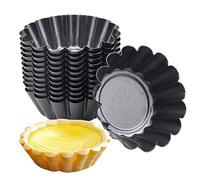 Lot de 12 moules à tarte aux œufs, mini moules en acier au carbone, moules à muffins, moules à cupcakes, puddings, moules à biscuits, ustensiles de cuisine réutilisables