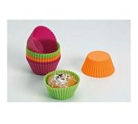 Lékué Moules à muffins en silicone Classic – Lot de 12 – 7 cm – Rose/Orange/Vert