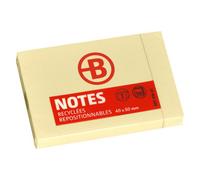 Lot de 12 - Notes repositionnables jaunes recy s Bruneau 40 x 50 mm - bloc de 100 feuilles - Notes unies - Bruneau