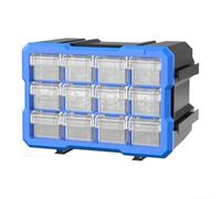 Lot de 12 organiseurs à outils de style tiroir, boîte de rangement à vis en plastique avec séparateurs amovibles, pour la maison et le jardin, organisation, pièces d'atelier, bleu, 30 x 20 x 16 cm