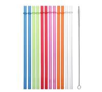 Lot de 12 pailles de rechange extra longues en plastique transparent réutilisables de 33 cm pour gobelets Mason Jar de 880,5 g, 1,2 l, 1,7 l, passent au lave-vaisselle, avec brosse de nettoyage (27,9