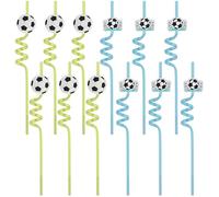Lot de 12 pailles réutilisables pour fête sur le thème du football - Pailles colorées pour cadeaux de fête, accessoires de boisson, fournitures décoratives