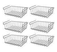 Lot de 12 panier suspendu, organisateur à suspendre, rangement placard cuisine, panier de rangement en métal noir - Longueur 42 x Profondeur 28 x Hauteur 14 cm - JUANIO - Noir G