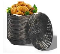 Lot de 12 paniers ovales tressés, plastique ajouré 8.6 x 6.3 x 2.1 pouces, corbeilles à pain et fruits marron foncé