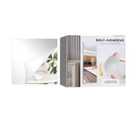 Lot de 12 panneaux carrés en acrylique auto-adhésifs | Film miroir flexible de 9,9 cm par 9,9 cm, adapté au garage, placard, chambre à coucher