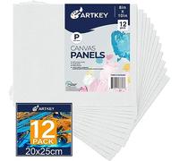 Lot de 12 panneaux de toile de 20 x 25 cm, 300 g/m² triple apprêt sans acide - 100% coton pour peinture, toile plate vierge pour acrylique, huile, aquarelle, peinture tempera