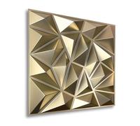 Lot de 12 panneaux en plastique, PVC, 3 m², aspect 3D, 50 x 50 cm, pour mur, plafond, salle de jeu, doré champagne D099