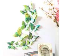 Lot de 12 papillons décoratifs 3D double couche pour chambre à coucher, rideau de fête, fausses fleurs, décoration artisanale, papillons en PVC avec épingle~00478