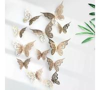 Lot de 12 papillons décoratifs muraux 3D creux, 3 tailles, sculptures creuses, design exquis pour décorations de gâteaux de fête~0258