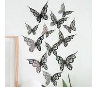 Lot de 12 papillons décoratifs muraux 3D creux, 3 tailles, sculptures creuses, design exquis pour décorations de gâteaux de fête~0257
