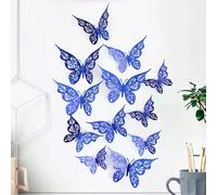 Lot de 12 papillons décoratifs muraux 3D creux, 3 tailles, sculptures creuses, design exquis pour décorations de gâteaux de fête~0254