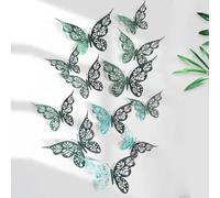 Lot de 12 papillons décoratifs muraux 3D creux, 3 tailles, sculptures creuses, design exquis pour décorations de gâteaux de fête~0256
