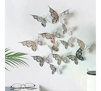 Lot de 12 papillons décoratifs muraux 3D creux, 3 tailles, sculptures creuses, design exquis pour décorations de gâteaux de fête~0261