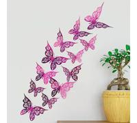 Lot de 12 papillons décoratifs muraux 3D creux, 3 tailles, sculptures creuses, design exquis pour décorations de gâteaux de fête~0259
