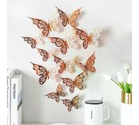 Lot de 12 papillons décoratifs muraux 3D creux, 3 tailles, sculptures creuses, design exquis pour décorations de gâteaux de fête~0262