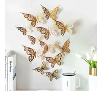Lot de 12 papillons décoratifs muraux 3D creux, 3 tailles, sculptures creuses, design exquis pour décorations de gâteaux de fête~0260