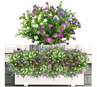 Lot de 12 paquets de fleurs artificielles pour balcon - Résistantes aux intempéries - Pour extérieur -Plantes de balcon - 3 couleurs