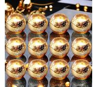 Lot de 12 photophores ronds dorés en verre - Photophore en verre doré - Pour bougie chauffe-plat - Décoration de table de mariage