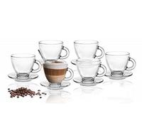 Lot de 12 pièces de 6 verres à espresso avec 6 soucoupes - Verre à espresso Sendez