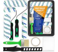 Lot de 12 Pièces Kit Rouleau Peinture Kit Peinture Mur et Plafond Kit Peinture Mur Rouleau Et Pinceaux Comprend ROULEAU DE PEINTURE