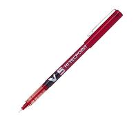 Lot de 12 Pilot V5 Hi-Tecpoint - Stylo roller pointe aiguille 0,5 mm - encre liquide rouge