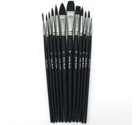 Lot de 12 pinceaux de peinture aquarelle ovale langue de chat, pinceau plat, pointe ronde pour peinture acrylique, aquarelle, huile, gouache