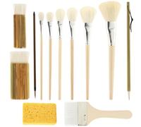 Lot de 12 pinceaux professionnels avec manche en bois pour peinture acrylique, peinture d'artiste pour détails fins, aquarelle, huile et acrylique | pour maison, studio, école, atelier, argile
