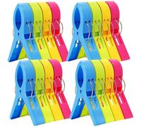Lot de 12 Pinces à Linge de Grande Taille (8,5x11cm), Epingle à Linge en Plastique Solide pour Extérieur et Intérieur, Clips Robustes pour Serviette de Plage, Couette et Vêtements Lourds