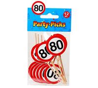 Lot de 12 piques de fête d'anniversaire 80 ans