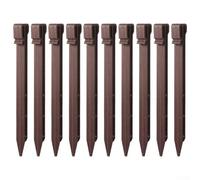 Lot de 12 piquets de bordure pour jardin - Piquets de support de plantes robustes de 25,4 cm de long pour ancrage au sol robuste, filet de jardin en plastique marron et ancrages de bordure de pelouse