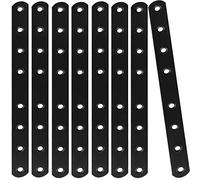 Lot de 12 plaques de réparation noires de 25,4 cm, supports droits plats en métal robuste, plaques de réparation en fonte, connecteur de fixation pour réparation de meubles en bois, 250 mm x 20 mm x 3