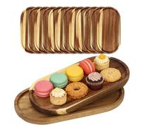 Lot de 12 Plateaux de Service Ovales en Bois d'Acacia, 25 x 12,5 x 2 cm | Planches de Présentation pour Charcuterie, Fromage, Tapas, Café, Apéritif, Buffet, Restaurant, Maison et Réceptions