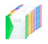 Lot de 12 Pochette Plastique A4, Pochettes Perforées Extensibles A4 en Plastique Pour Dossiers A4,Pochettes Transparentes A4 Avec