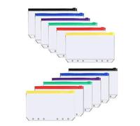Lot De 12 Pochettes À Fermeture Éclair En Pvc Durable, Organiseur À 6 Anneaux Pour Fournitures De Bureau, Colorées, 21 X 15 Cm