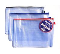 Lot de 12 pochettes A4 en plastique transparent avec fermeture éclair - Résistantes à l'eau - Renforcées - Pour documents A4