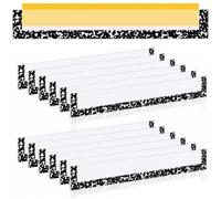 Lot de 12 pochettes magnétiques noires et blanches pour tableau blanc de 35,6 x 5,1 cm - Support de bande magnétique de phrase, style carnet de notes, poche de rangement pour enseignant, étudiant