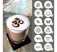 Lot De 12 Pochoirs Pour Cappuccino - Diamètre 8,5 Cm - Qbix