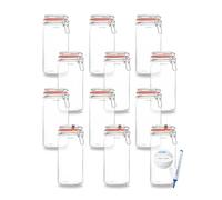 Lot de 12 pots à étrier en fil de 1550 ml Utilisable comme bocal Mason et verre de fermentation Pour le rangement les bocaux à remplir les bocaux vides avec étrier métallique Fabriqué en Allemagne