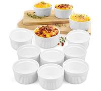 Lot de 12 Ramequins en Porcelaine Petit Terrines Moule à Pâtisserie Soufflé Crème Brulée Muffin pour le four bol à dessert - 9 A4