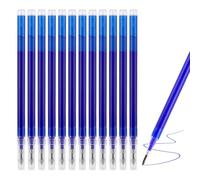 Lot de 12 recharges effaçables compatibles avec les stylos Pilot Frixion, encre bleue, pointe en acier inoxydable de 0,5 mm, expérience d'écriture lisse et durable (bleu)
