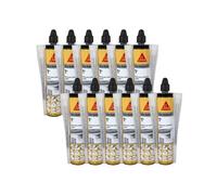 Lot de 12 résines de scellement chimique rapide SIKA Anchorfix-1 Plus - Ton pierre - 300ml