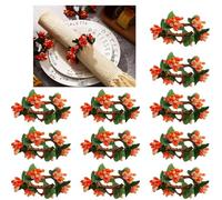 Lot de 12 ronds de serviette d'automne pour décoration de table, mariage, banquet d'automne, vacances, dîner (fleur)