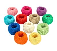 Lot de 12 rouleaux de ficelle de jute colorée à 3 plis - 2 mm x 25 m - Ficelle décorative pour emballage cadeau - Ficelle de chanvre fine pour accrocher des photos et des plantes
