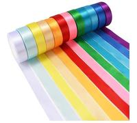 Lot de 12 rouleaux de ruban de satin de couleur 25 mm x 23 mètres/rouleau de ruban double face en satin de soie, ruban en tissu