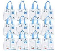 Lot de 12 sacs cadeaux de fête en forme de camion de pompiers avec poignées - Non tissés et réutilisables (blanc)