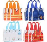 Lot de 12 sacs cadeaux de fête en forme de camion de pompiers avec poignées - Non tissés et réutilisables (4 couleurs)