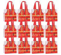 Lot de 12 sacs cadeaux de fête en forme de camion de pompiers avec poignées - Non tissés et réutilisables (orange-rouge)