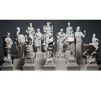 Lot de 12 sculptures de dieux olympiques grecques Panthéon en albâtre