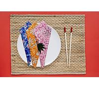 Lot de 12 serviettes de cuisine, décoration de table, linge de table, serviettes en coton, serviettes en tissu, dimensions 40,6 x 40,6 cm, motif imprimé à la main (imprimé bloc moderne)