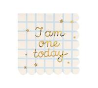 Lot de 12 serviettes de table bleues et dorées pour 1er anniversaire pour garçons